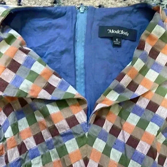 Modcloth, checkered retro fit and flare pocket sleeveless dress small - Picture 4 of 6